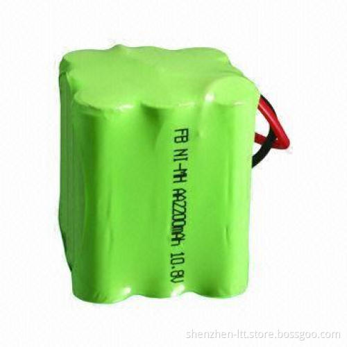 NiMH AA x 2,200mAh Rechargeable Battery Pack with UL/CE/RoHS Marks, 10.8V Voltage, Long Life Cycle